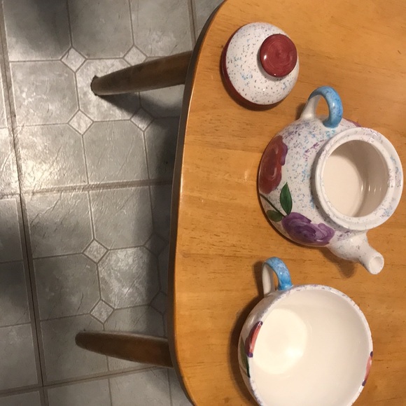 3 pc porcelain Tea for One  teapot n cup - Picture 6 of 9